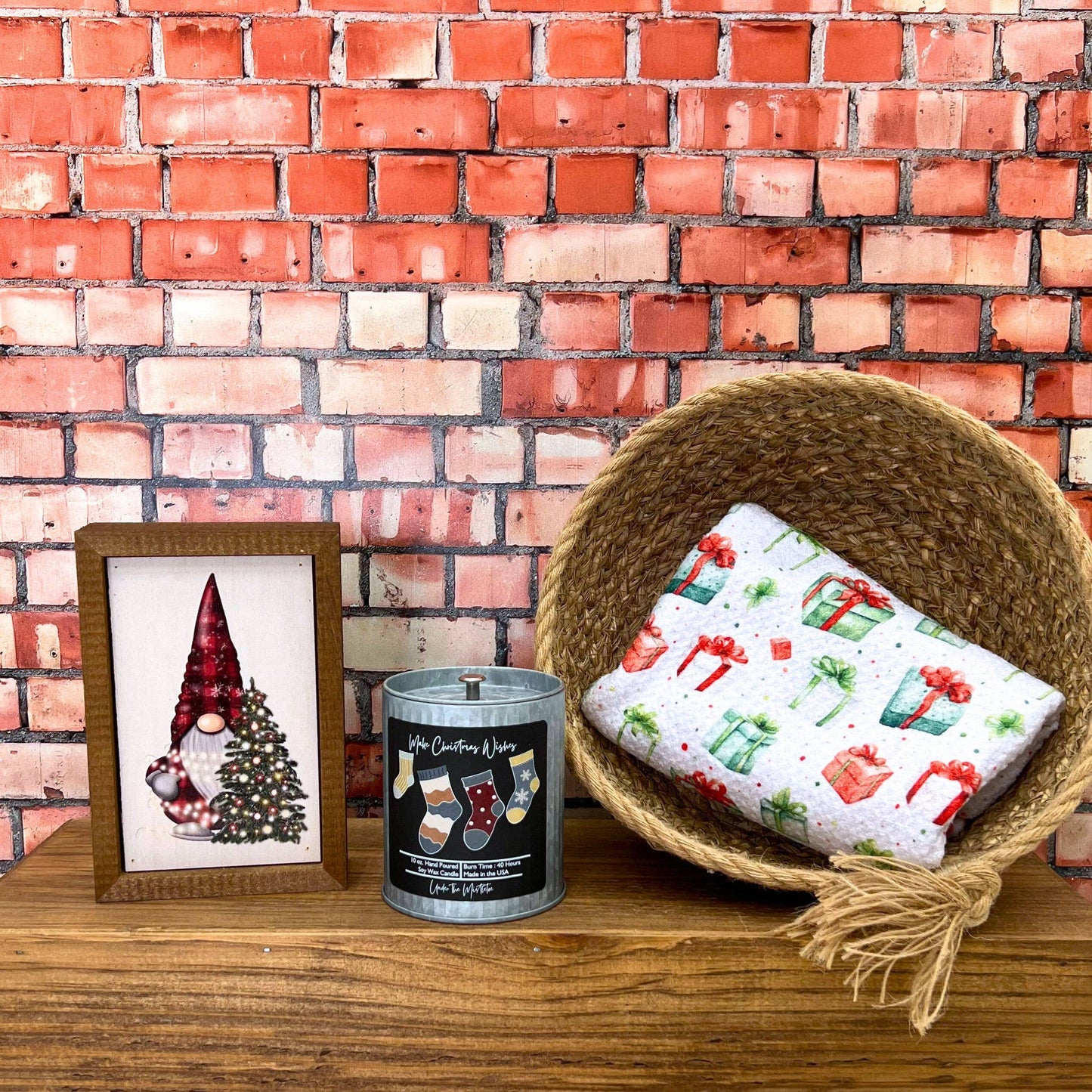 Make Christmas Wishes Soy Candle Rustic Tin Holiday Candles-Pecan Pie