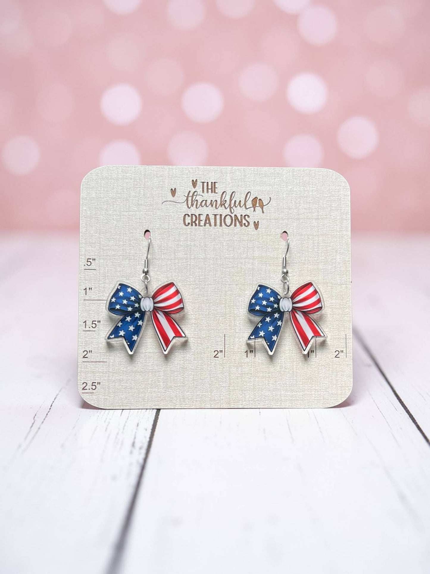 Patriotic USA Flag Bow Earrings