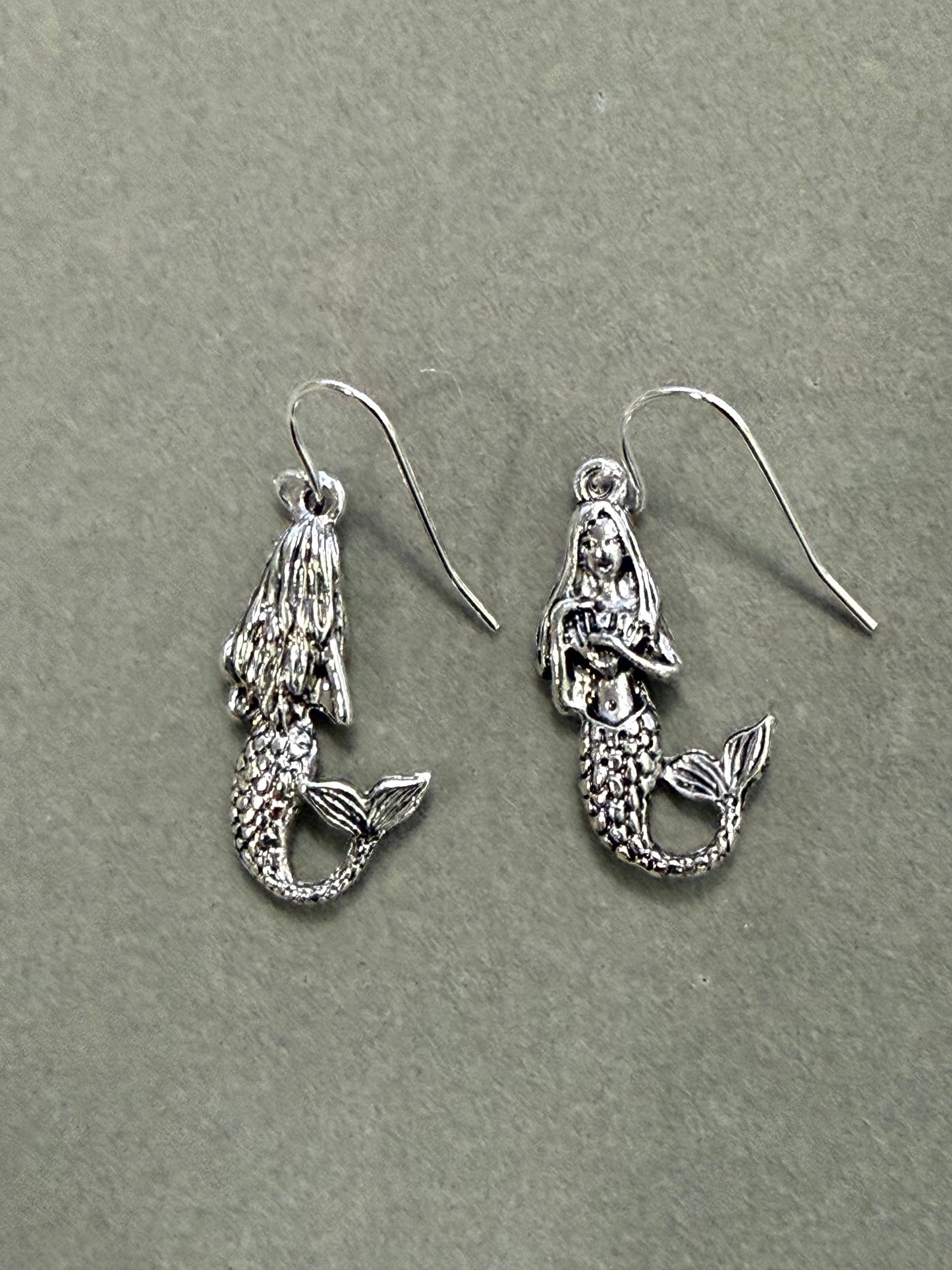3D Mermaid Metal Dangle Earrings