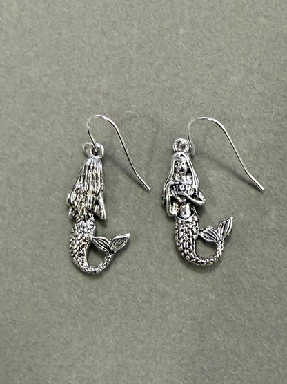 3D Mermaid Metal Dangle Earrings