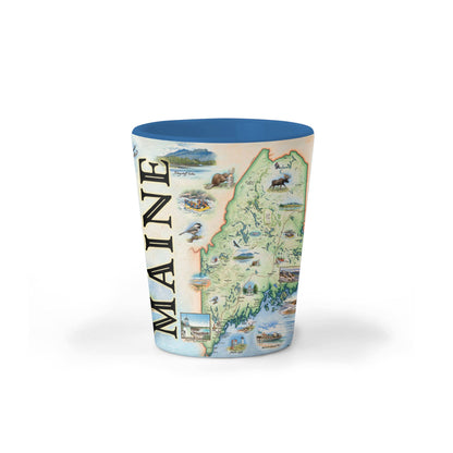 Maine State Map Ceramic Shot Glass - 1.5 oz, Blue