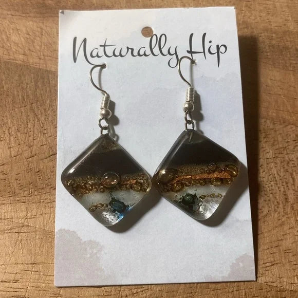 Naturally Hip fair trade from Equador, artisan glass dangle earrings