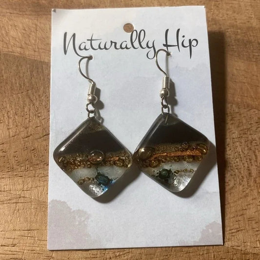 Naturally Hip fair trade from Equador, artisan glass dangle earrings