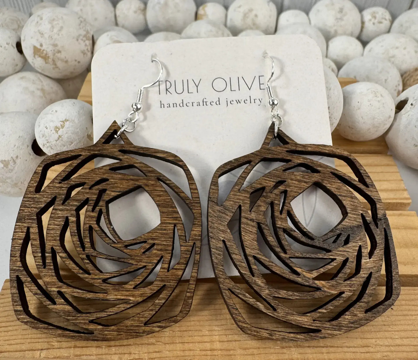 Wood Boho Mandala Earrings