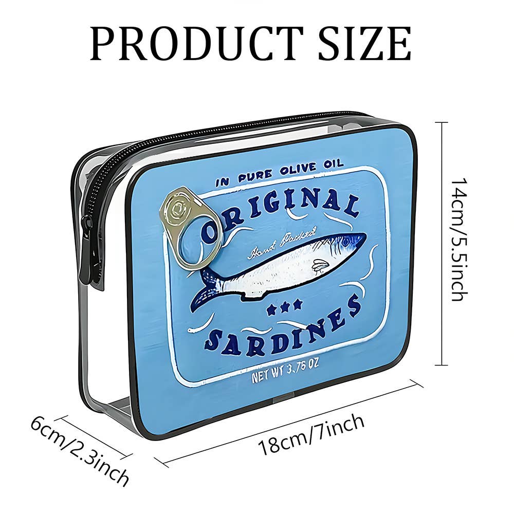 Sardine Can Print PVC Cosmetic Bag Clear Makeup bag