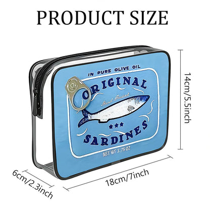 Sardine Can Print PVC Cosmetic Bag Clear Makeup bag