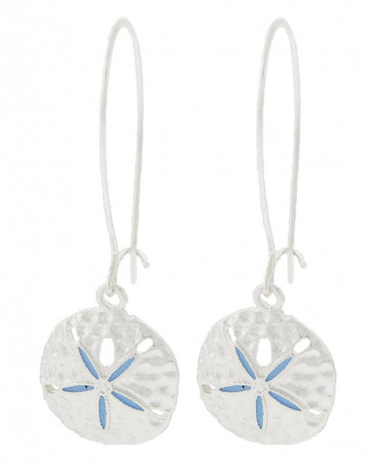 Turquoise Sand Dollar Hammered French Hook Earrings