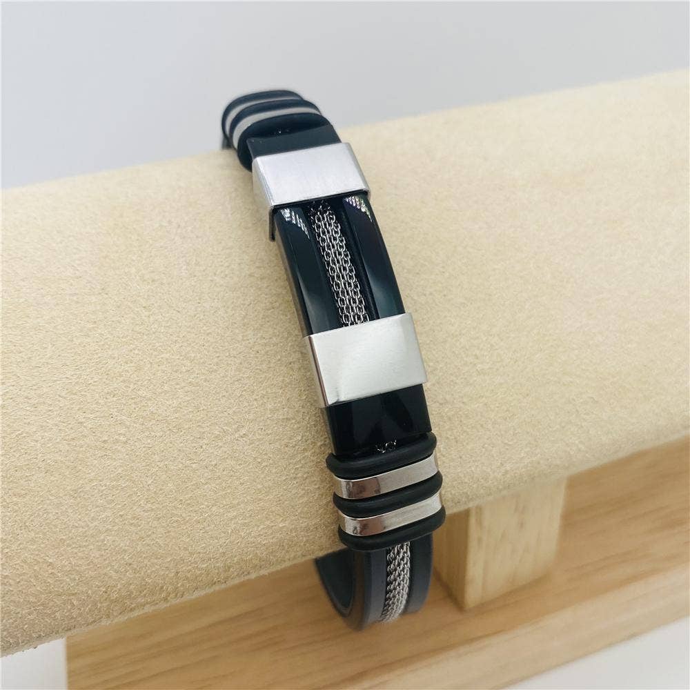 Men's Silicone Titanium Steel  Bracelet -