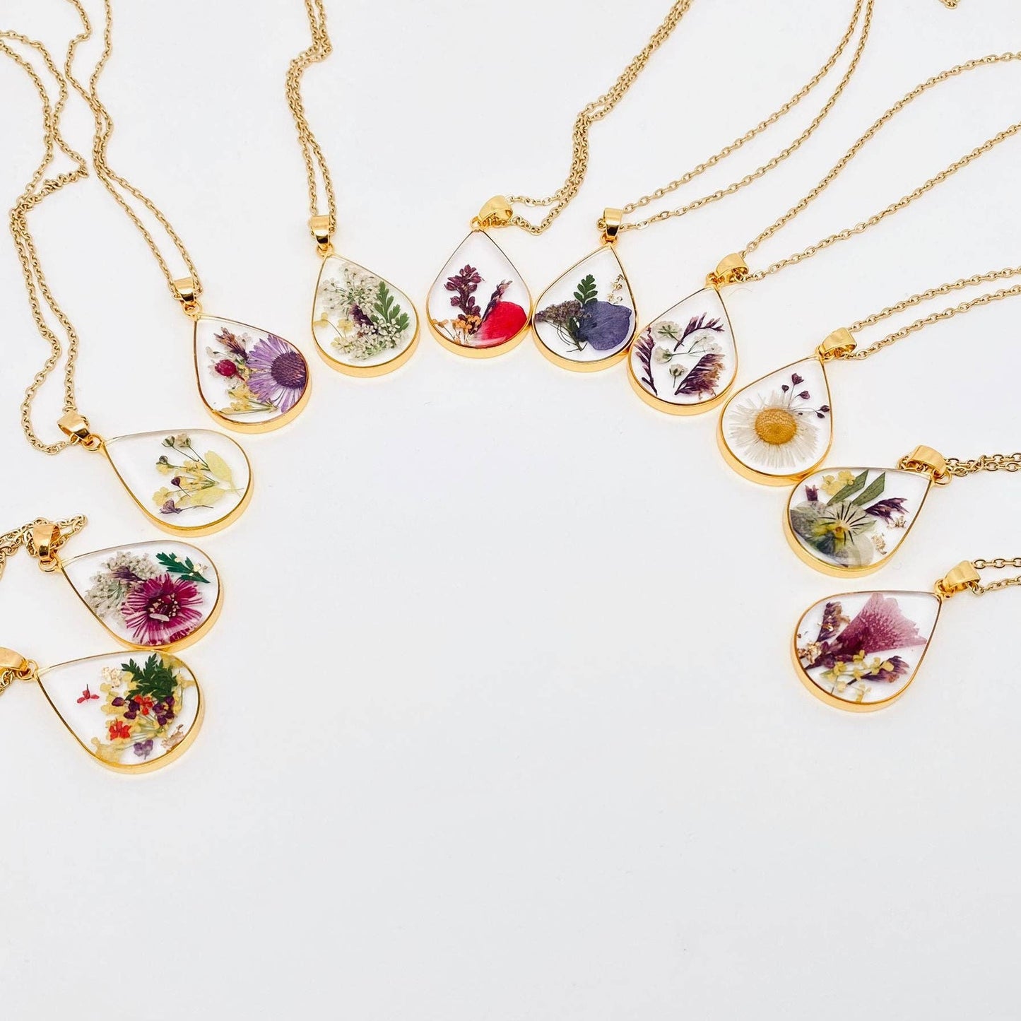 Genuine Pressed Dried Flower Floral Charm Necklace