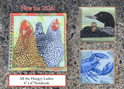 NEW! All the Hangry Ladies 6" x 6" Watercolor Art Lined Spiral Notebook