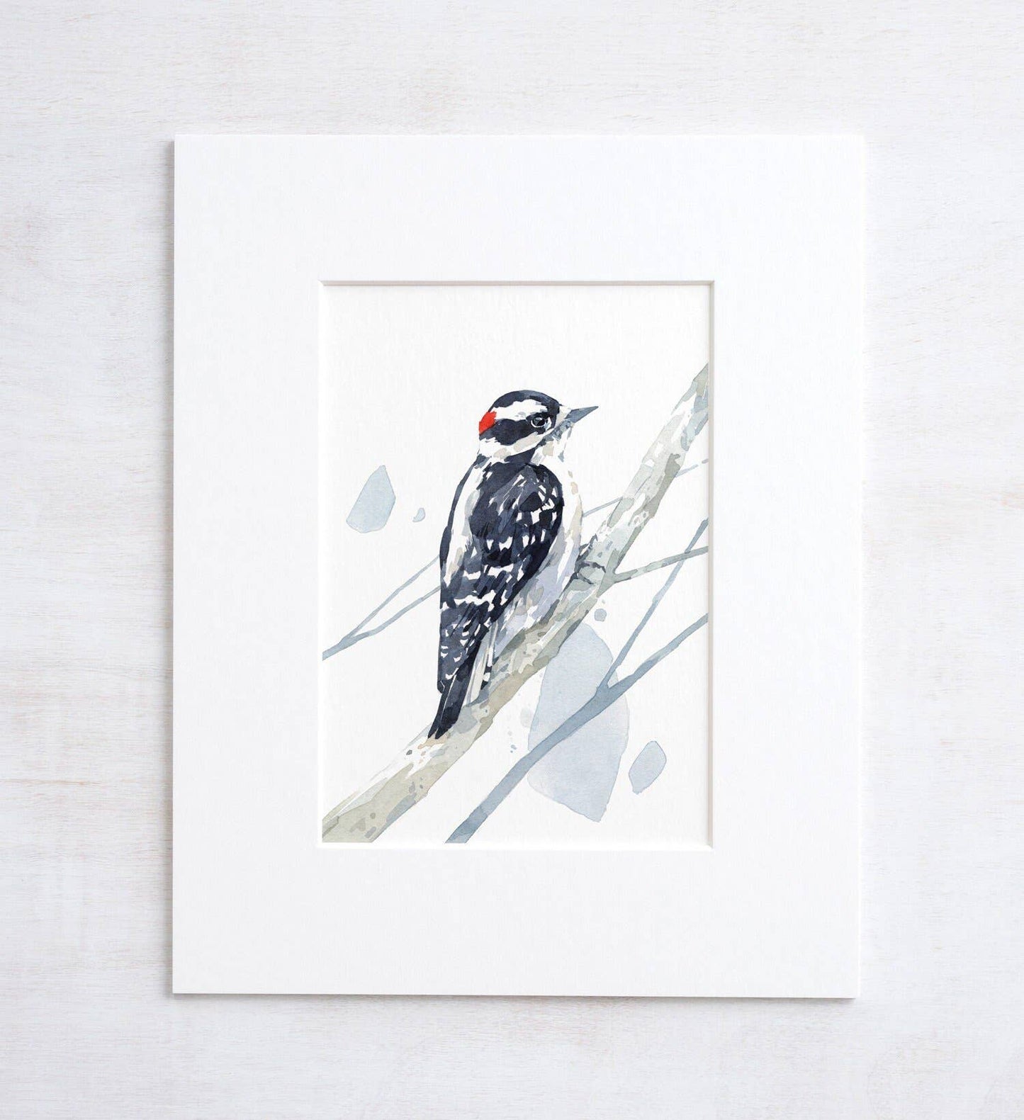 Downy Woodpecker Watercolor Print