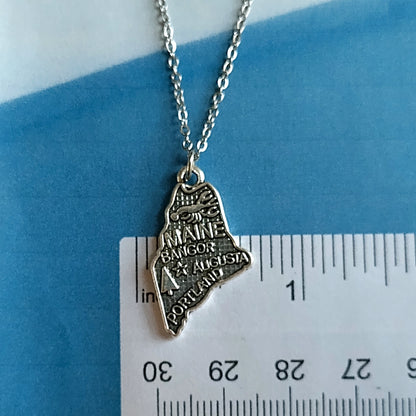 State Map of Maine Charm Necklace