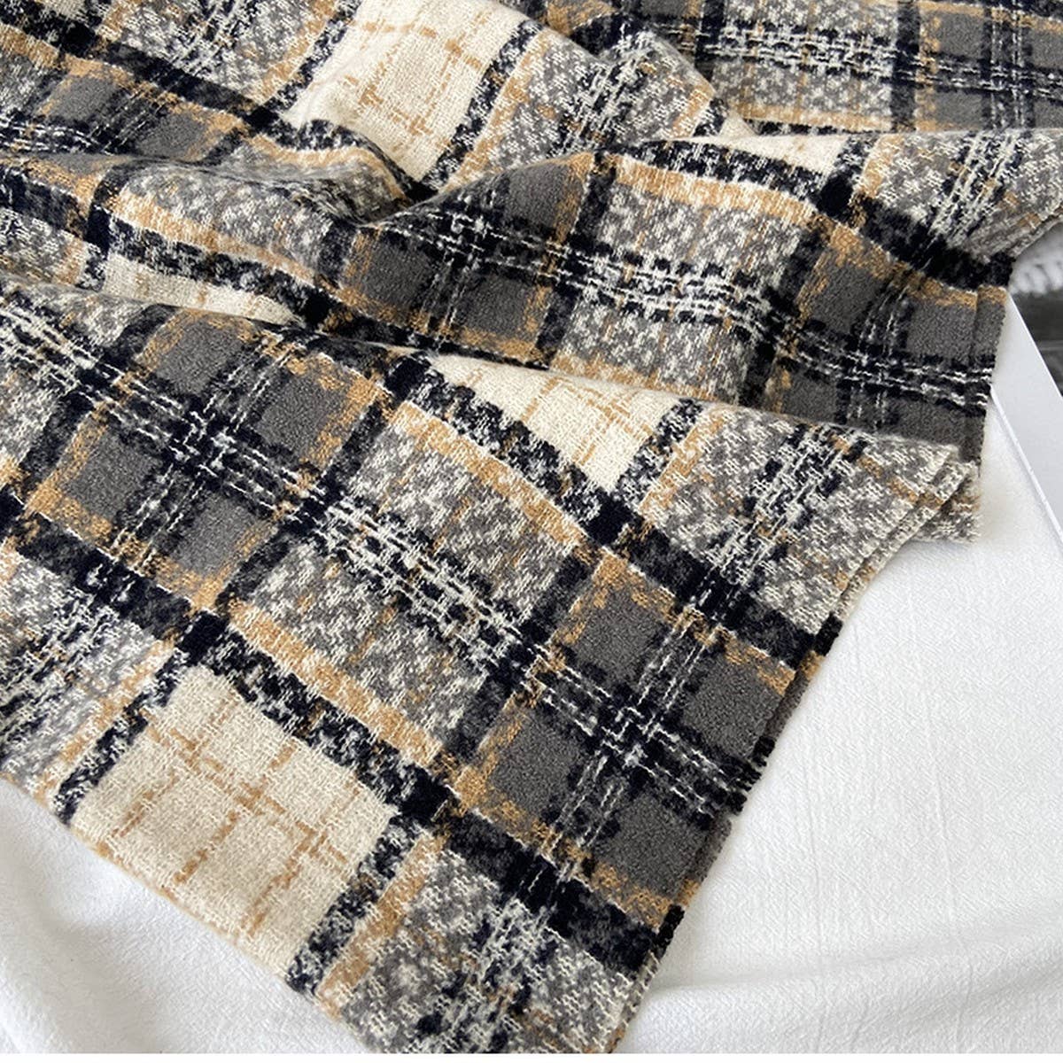 Plaid Tassel Scarf