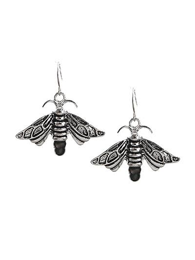 Abalone Firefly Lightening Bug Insect Metal Earrings