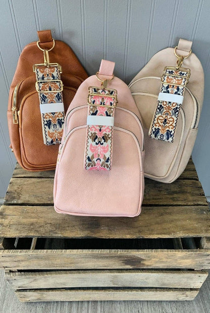 Zipper Crossbody Bag with Boho Strap