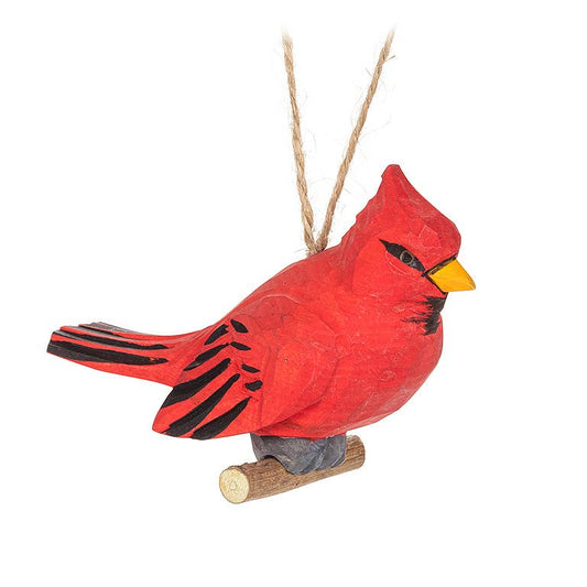 Carved Cardinal on Branch Ornament-4.5"L-1790
