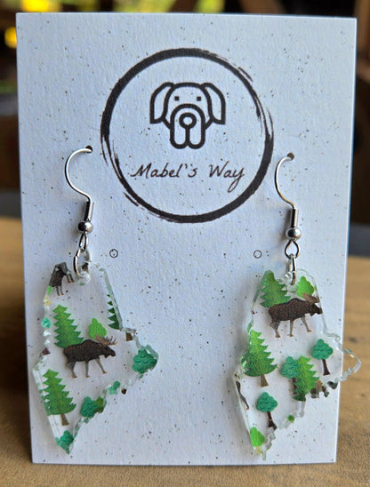Maine Moose and Trees Earrings