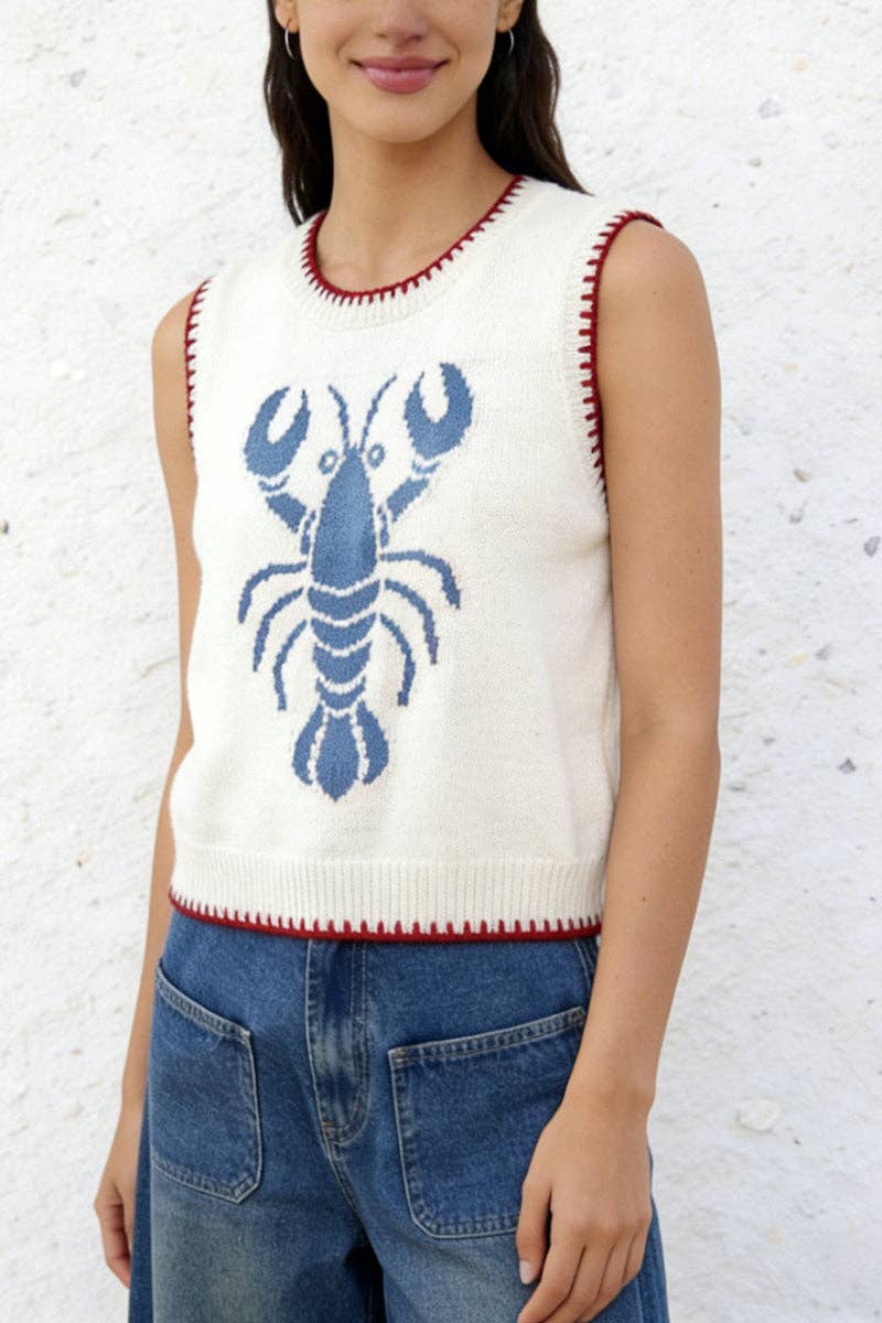 Lobster Graphic Sleeveless Vest