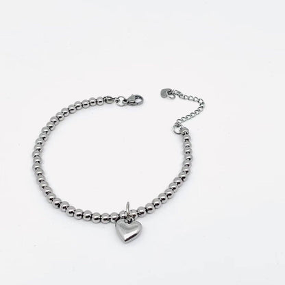Heart Charm Stainless Steel Bracelet with Blessing Cards