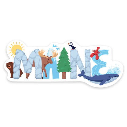 Maine Whimsical Animals Vinyl Bumper Sticker