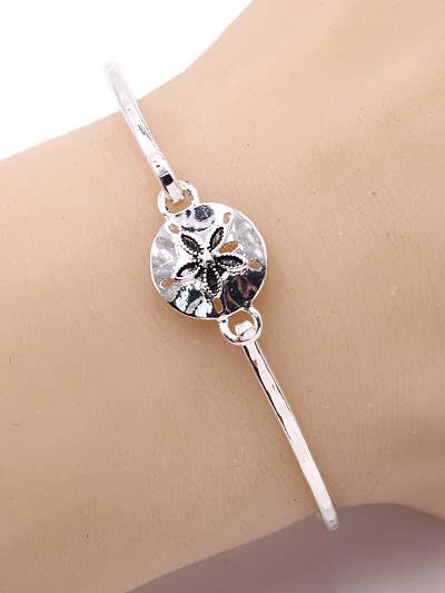 All Silver Sand Dollar Casting Bangle