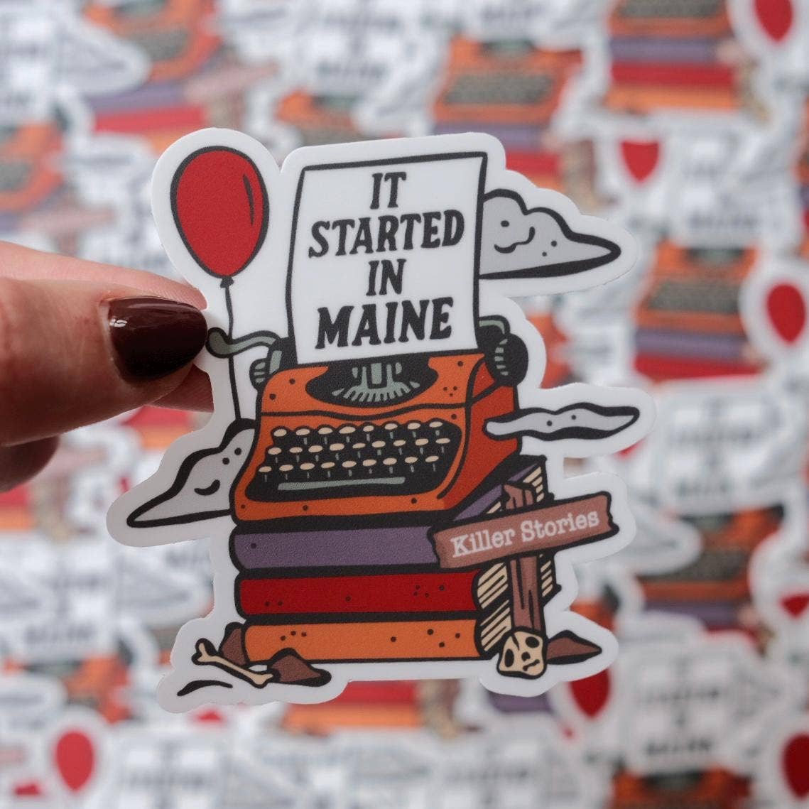 Stephen King Maine Sticker: Typewriter, Red Balloon