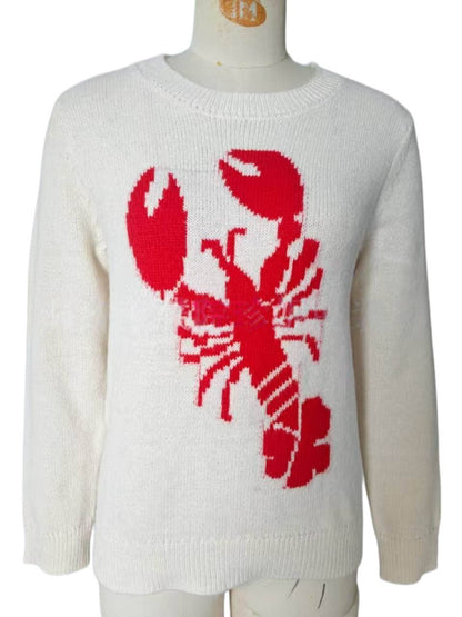 Red Claw lobster jacquard knit sweater fall winter pullover