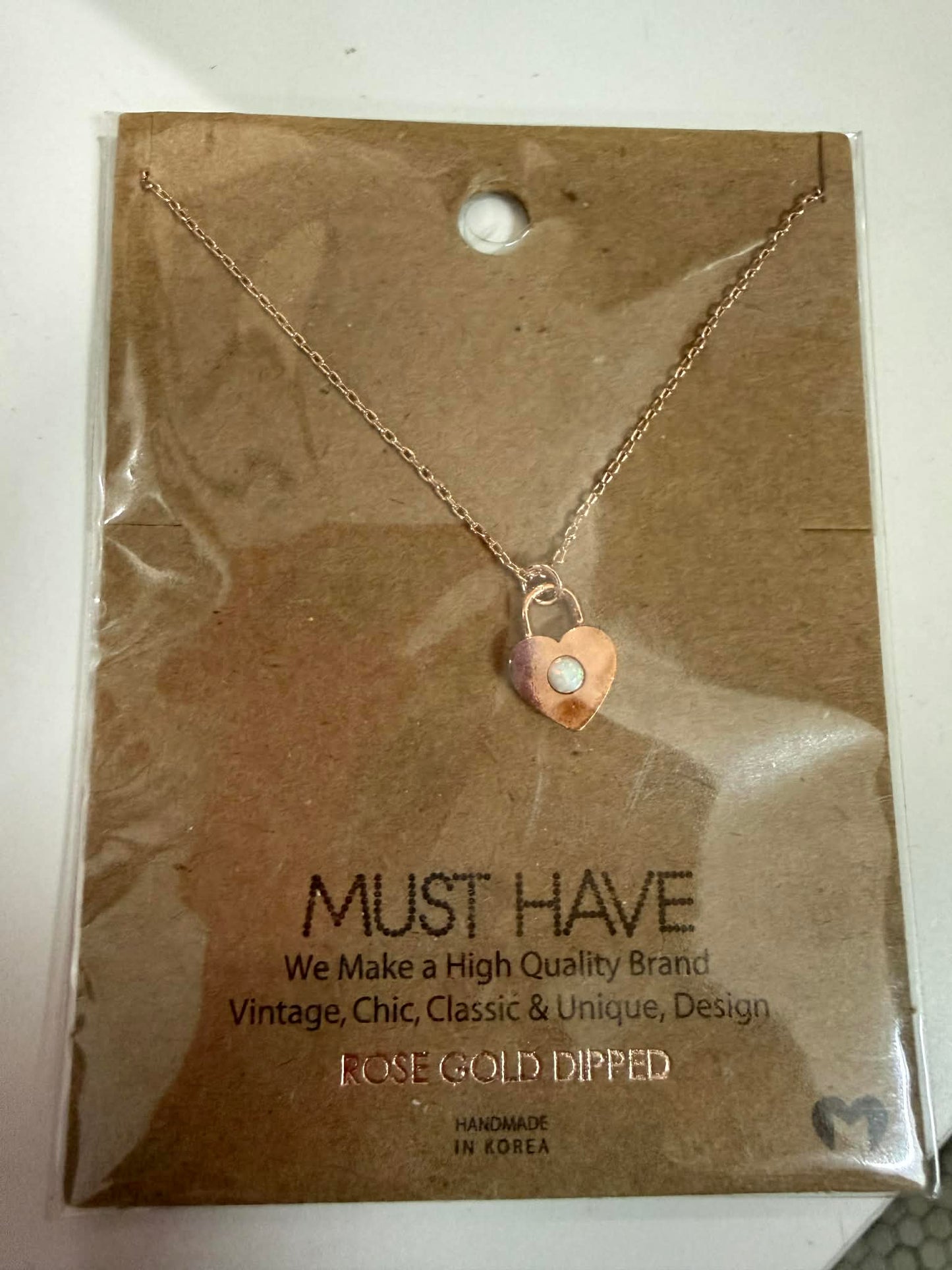 Must Have Heart Pendant Necklace with Opal