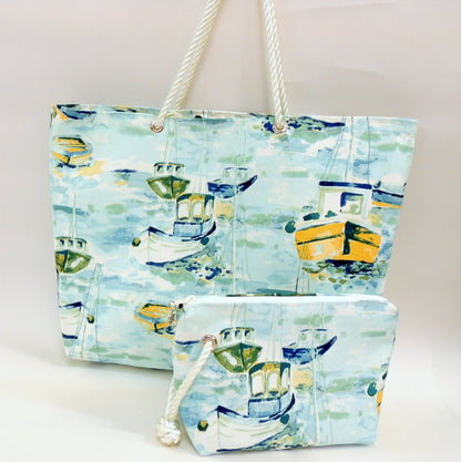 Nautical Tote, Watercolor Boats