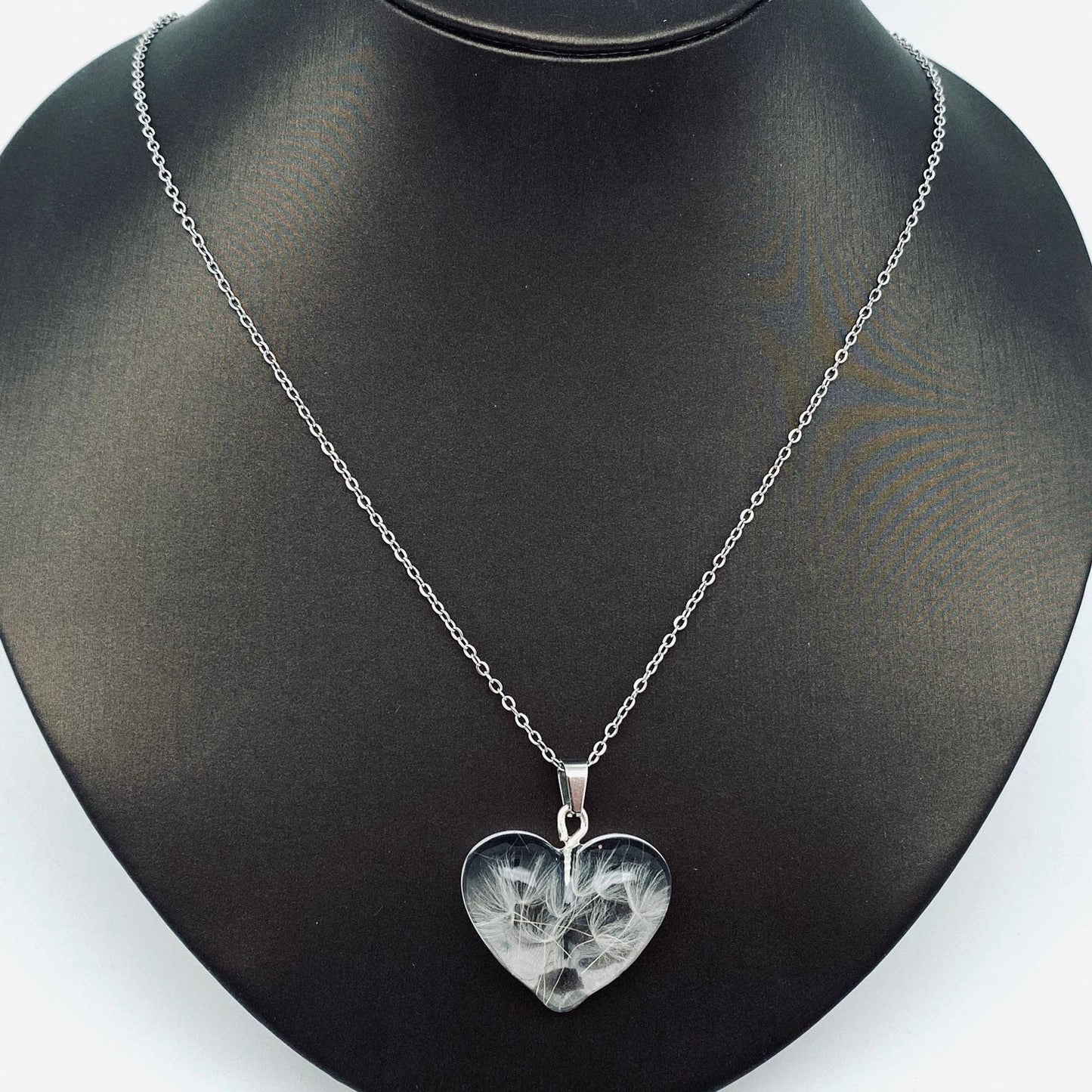 Dandelions Dried Plant Heart-shaped Charm Necklace