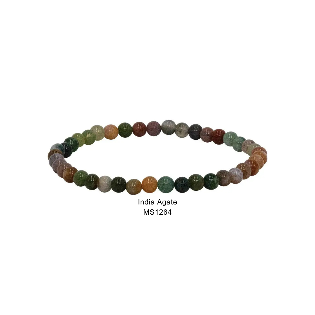 Mini Gemstone 4mm Beaded Stretch Bracelets