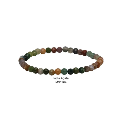 Mini Gemstone 4mm Beaded Stretch Bracelets