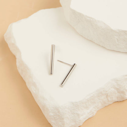 Waterproof Earrings 18mm Narelle Bar Studs in Gold & Steel