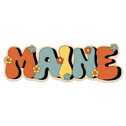 Maine Funky Flower Power Die Cut Vinyl Sticker