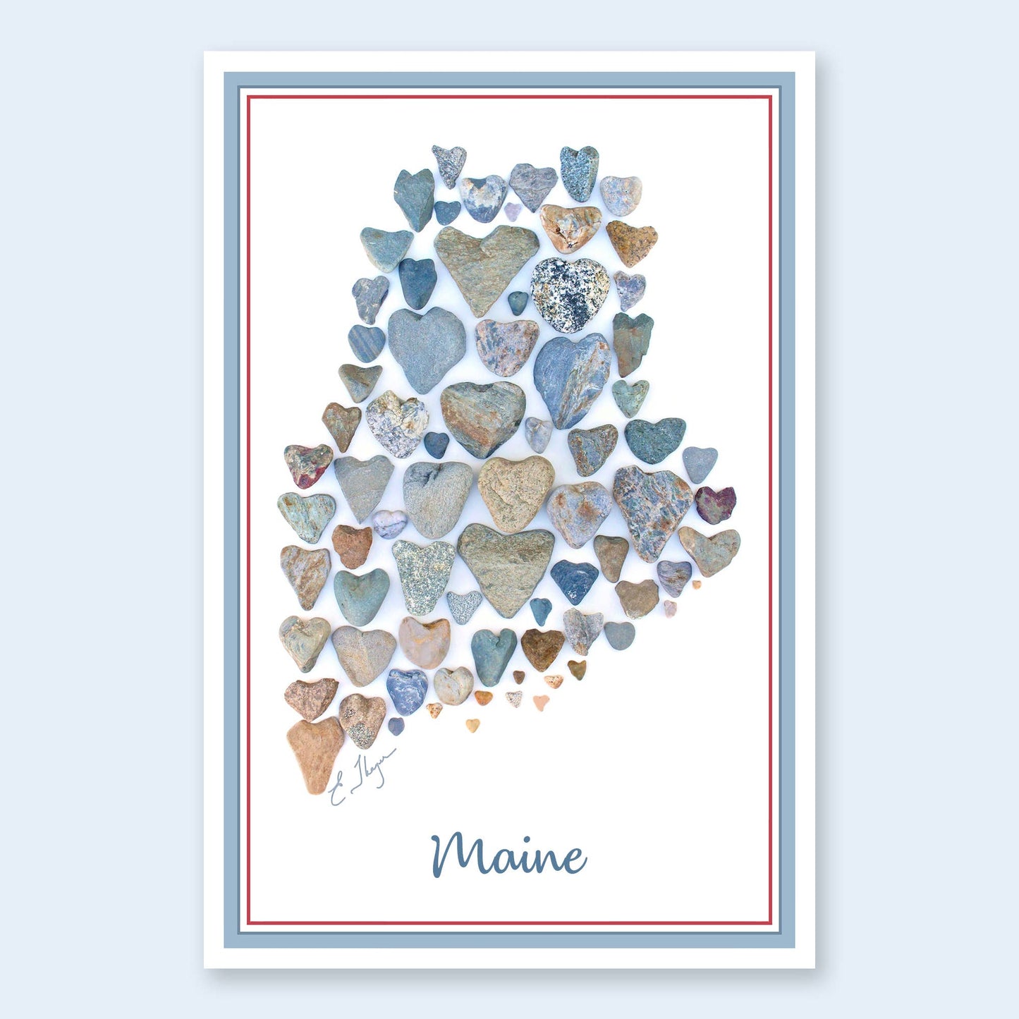 Maine map postcard