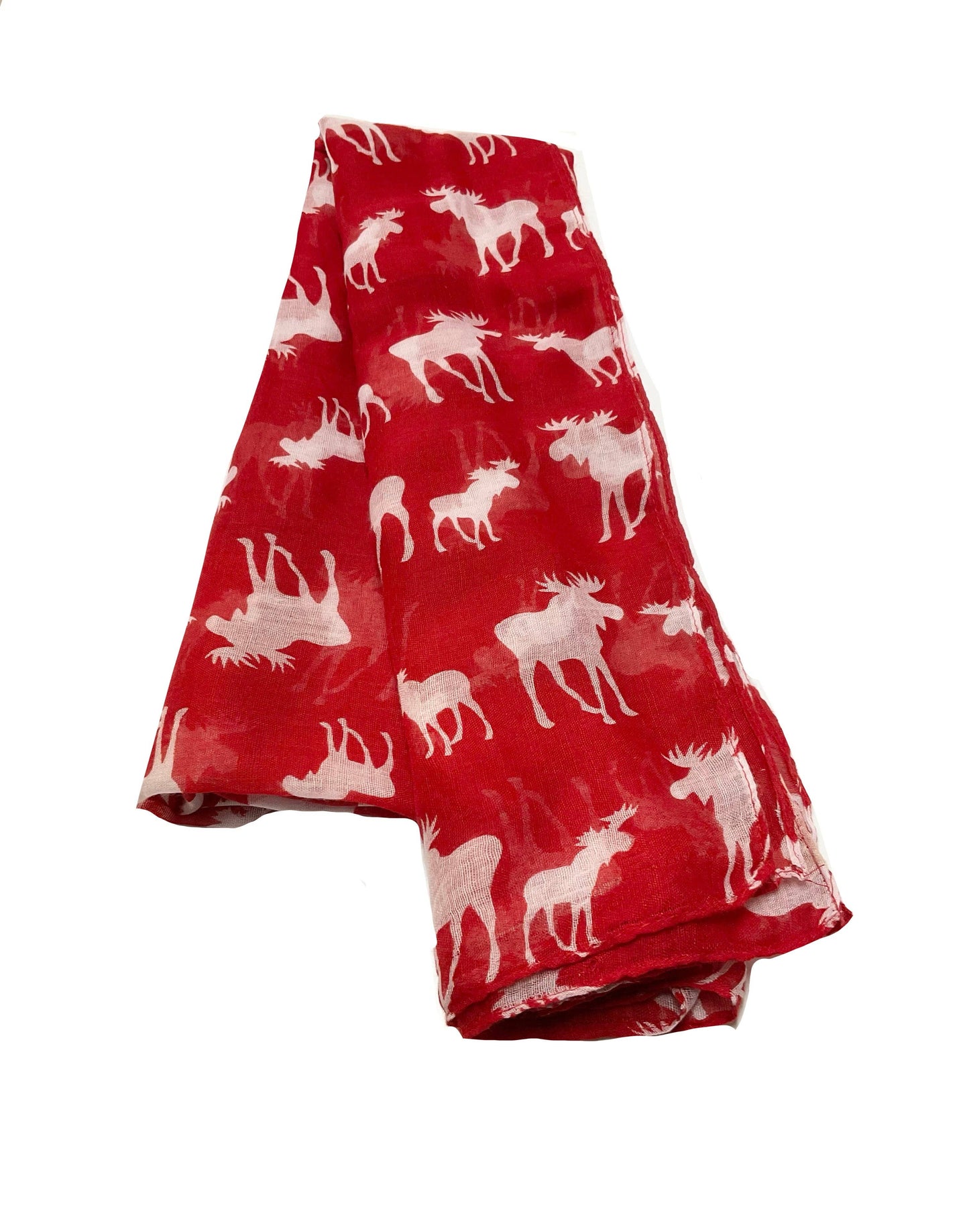 Moose Oblong Scarf  (Red)