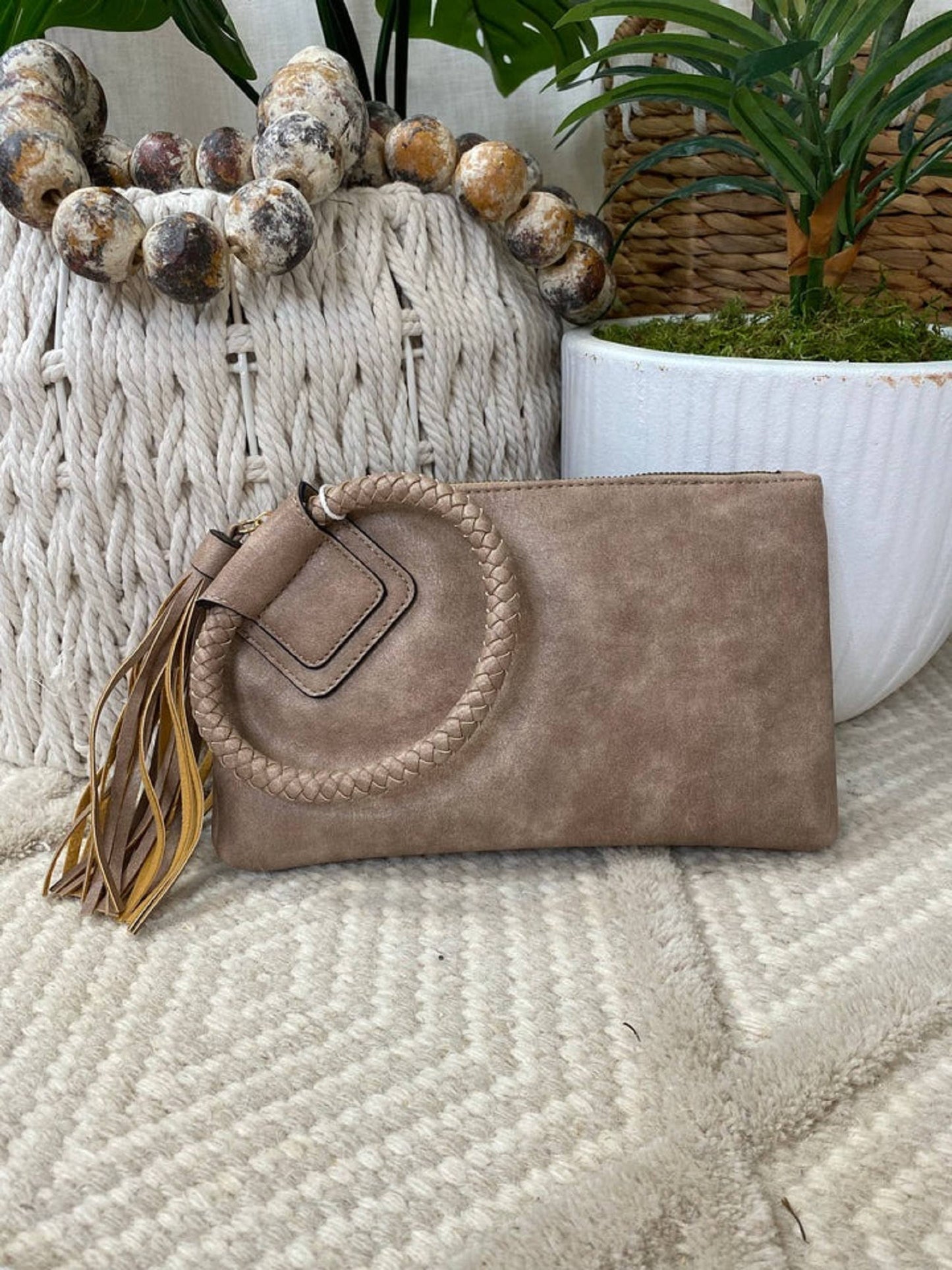 Sage Soft Vegan Leather Wristlet/Clutch