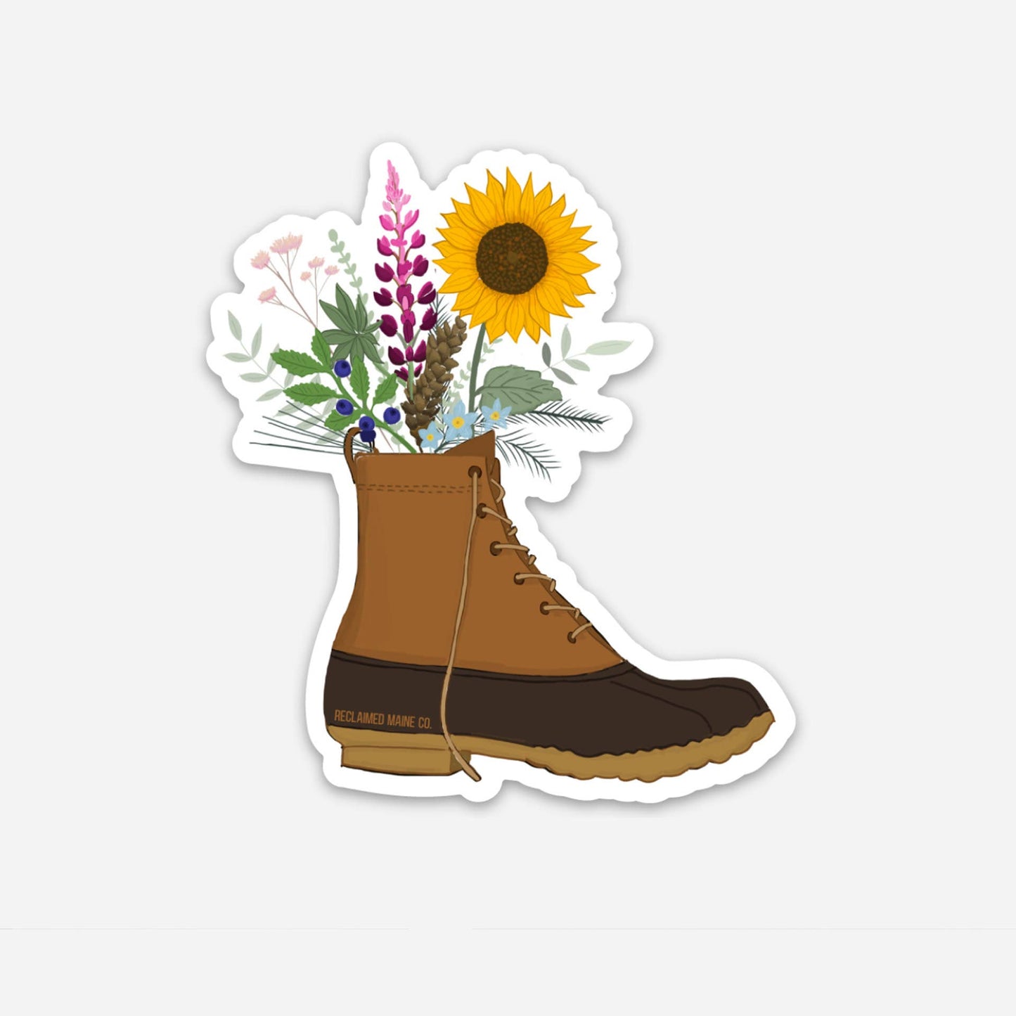 Maine Boot Bouquet Sticker - Nature Outdoors Souvenir