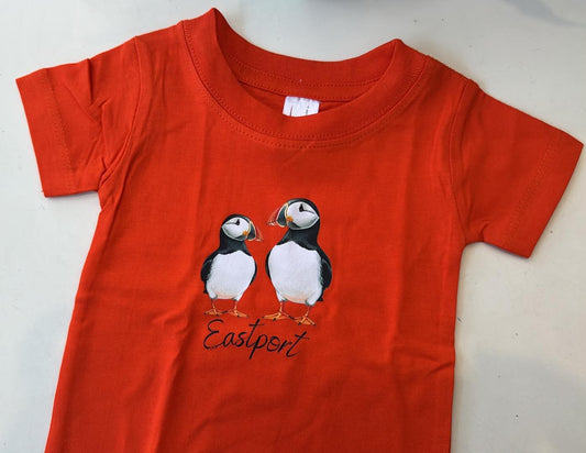 Baby 2 Puffins t-shirt Orange