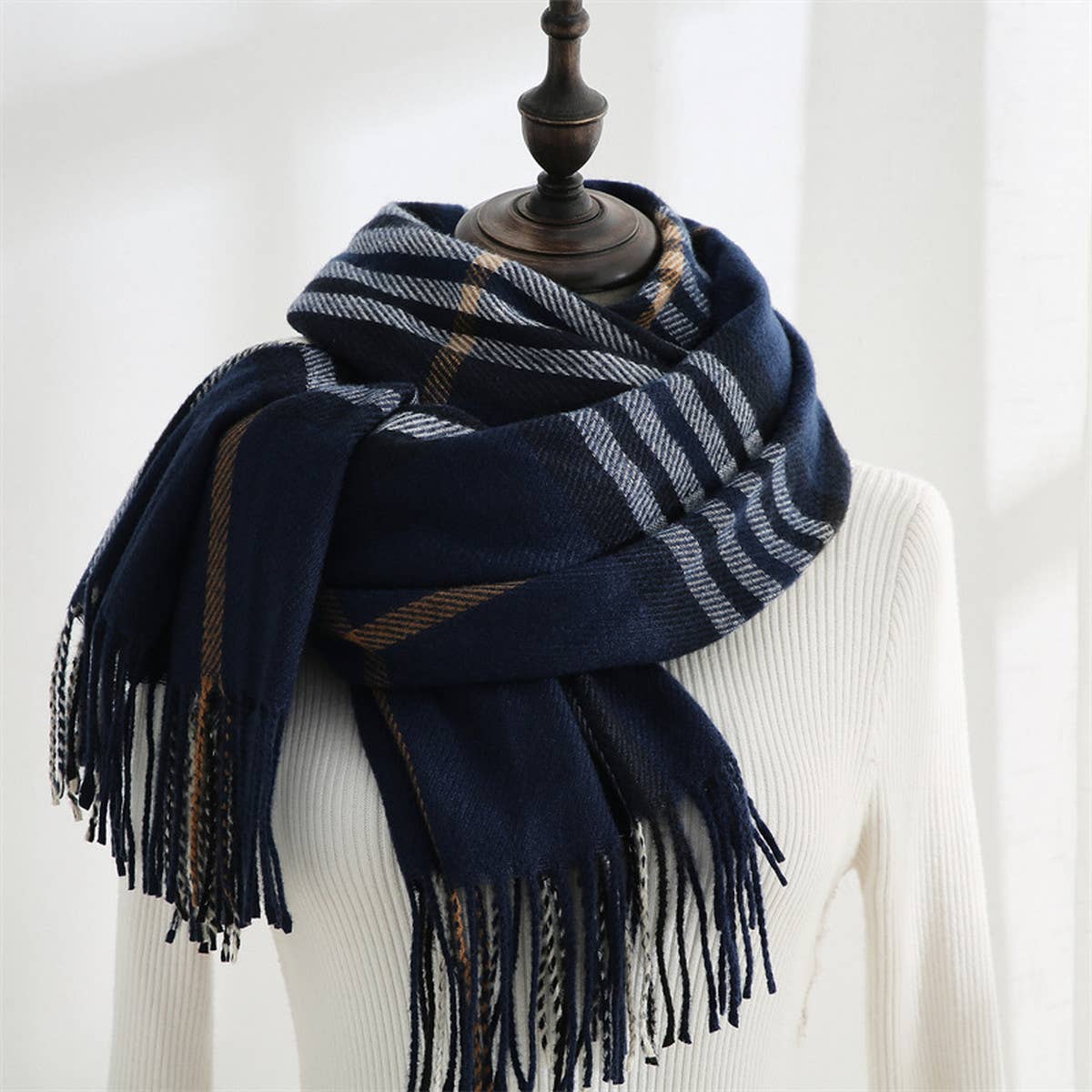 Plaid Faux Cashmere Scarf -