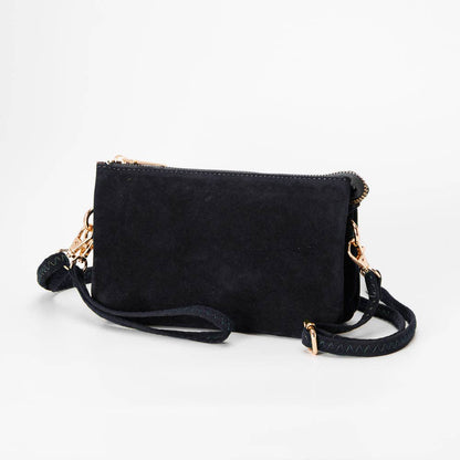 Stacey Faux Suede 3 compartments Crossbody Bag