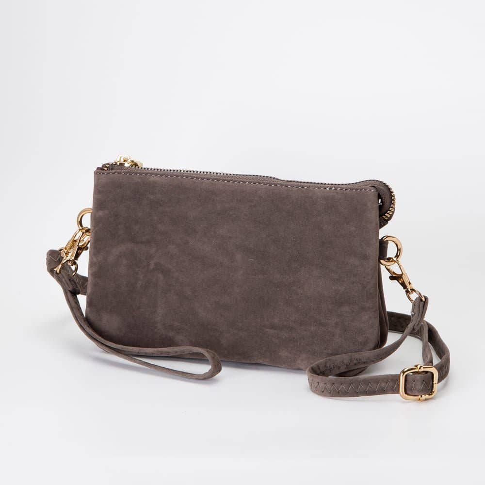 Stacey Faux Suede 3 compartments Crossbody Bag