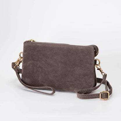 Stacey Faux Suede 3 compartments Crossbody Bag