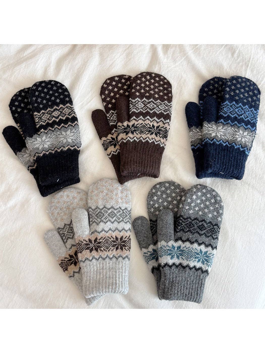 Gloving - Unisex Warm Snowflake Knit Mittens