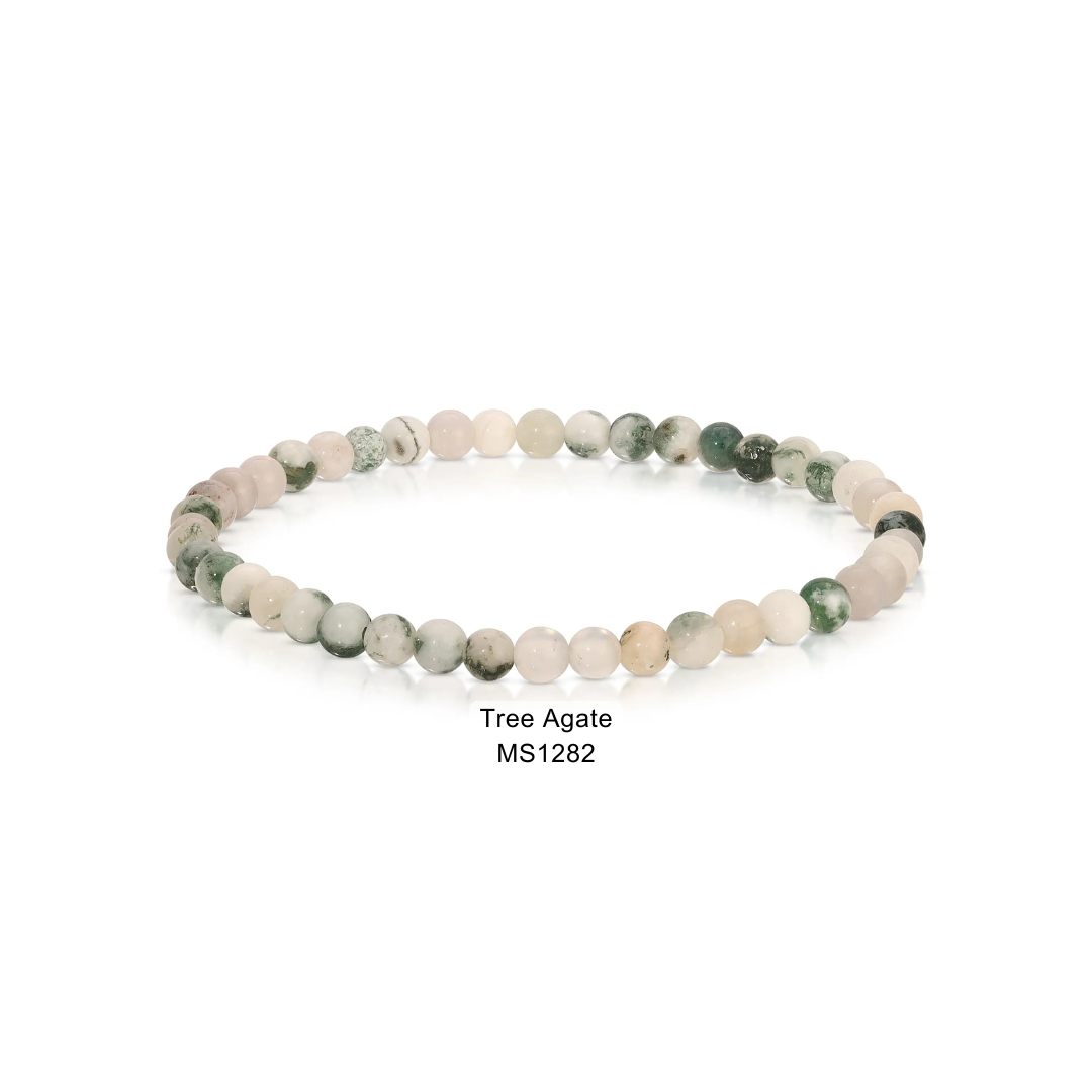 Mini Gemstone 4mm Beaded Stretch Bracelets
