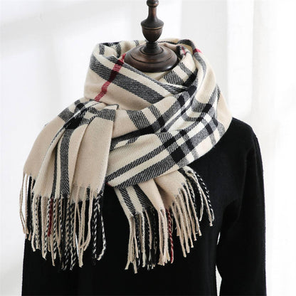 Plaid Faux Cashmere Scarf -