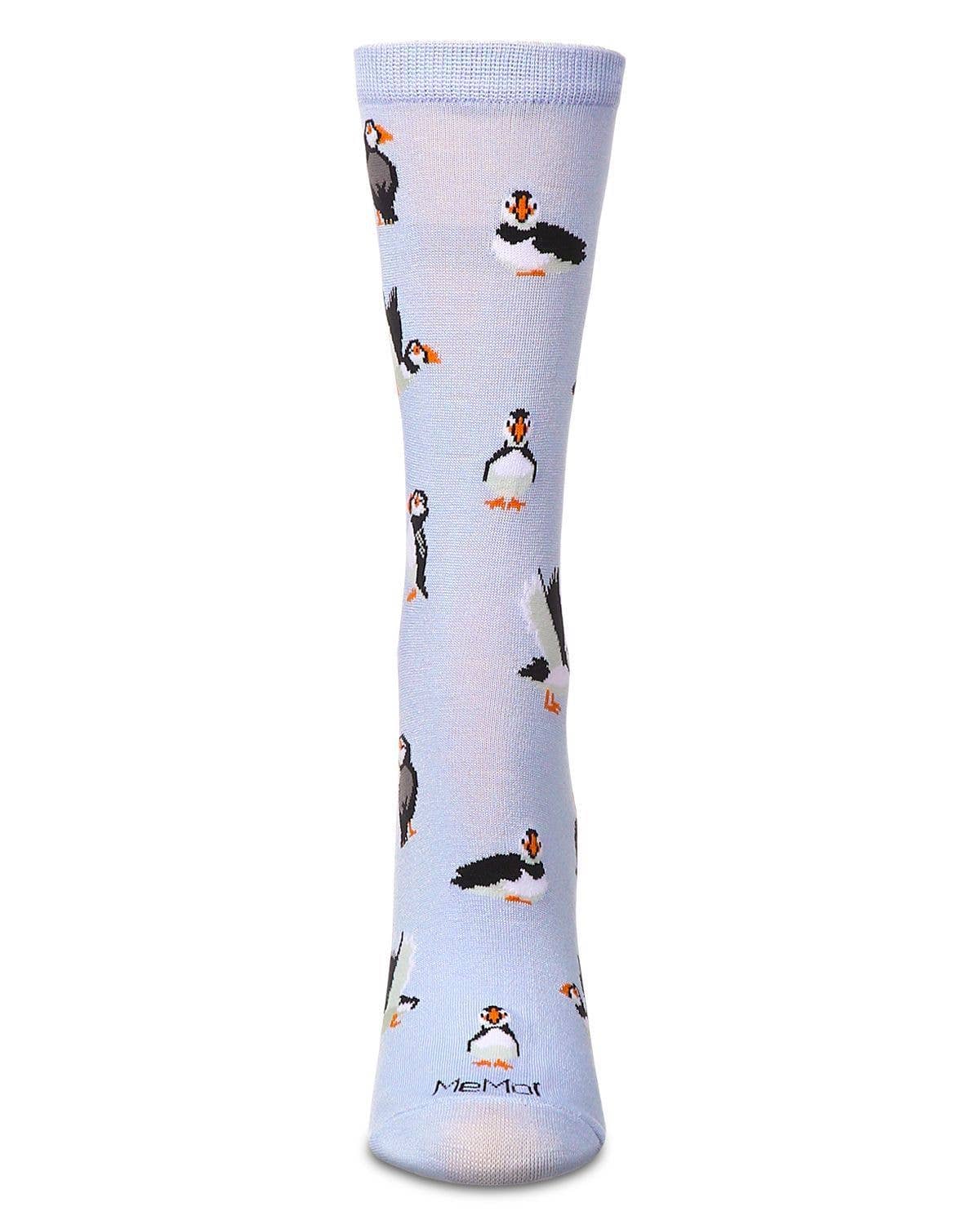 Women's Puffin Birds rayon From Bamboo Crew Socks