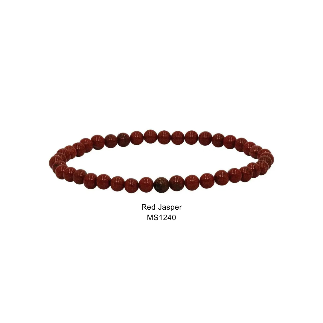 Mini Gemstone 4mm Beaded Stretch Bracelets