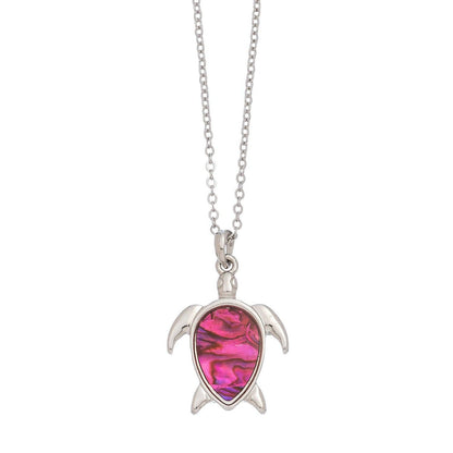 -Abalone Shell Sea Turtle Pendant Necklace Beach Jewelry