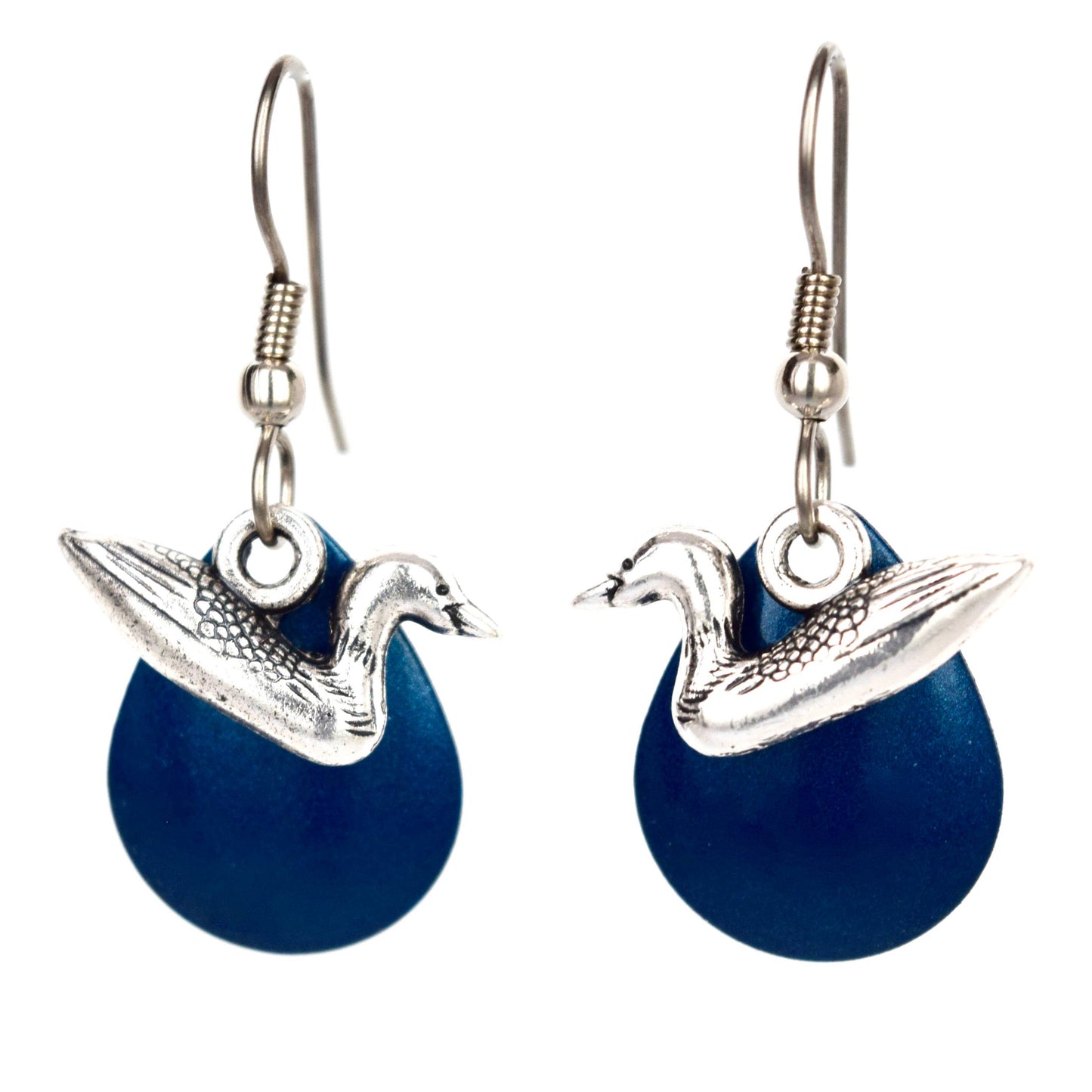 Deep Blue Loon Earrings Lake Mountain Jewelry Handmade